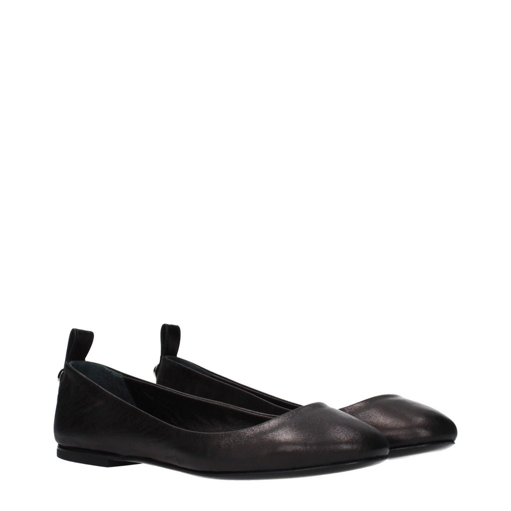 Black Leather Ballet Flats