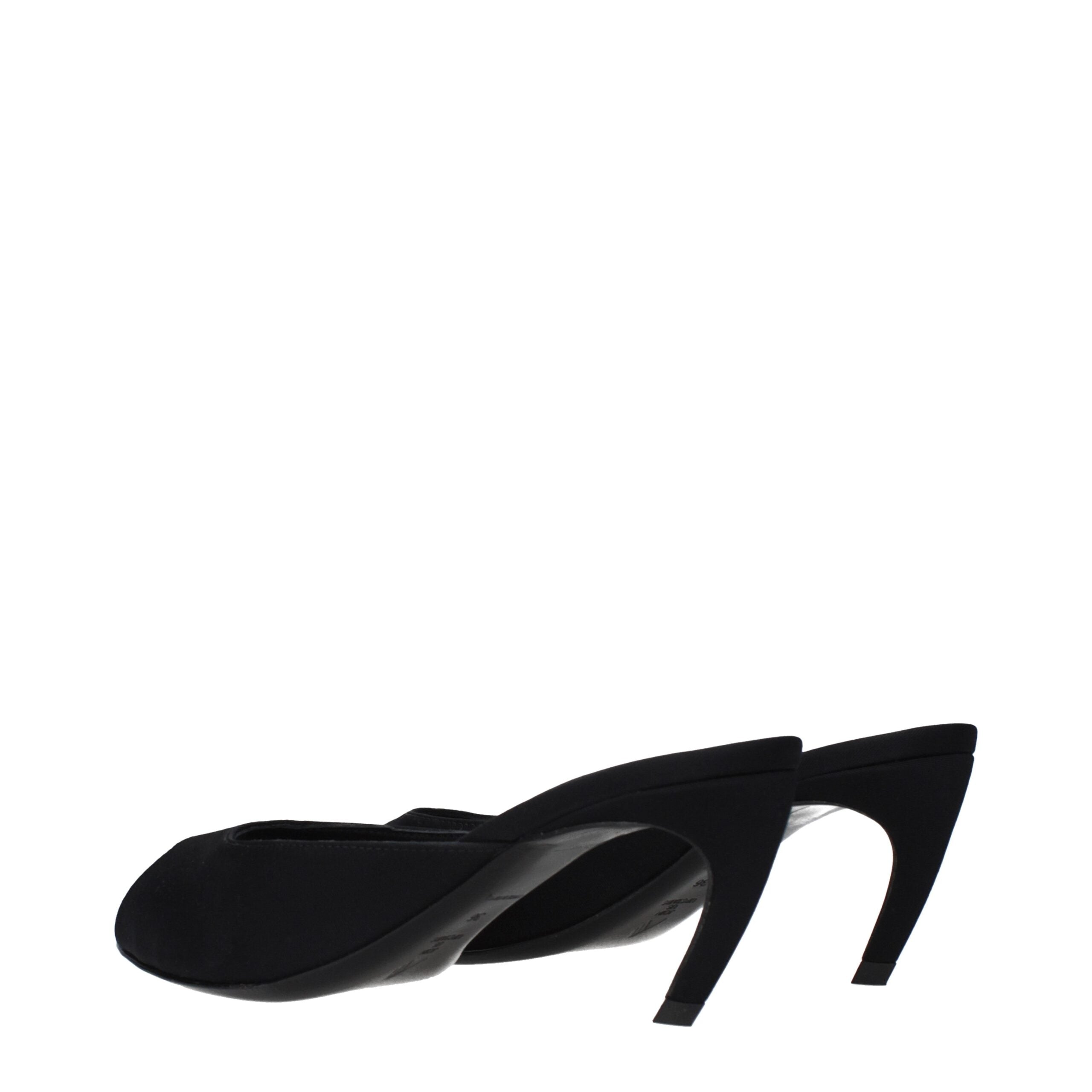 Black Fabric Flat Sandals