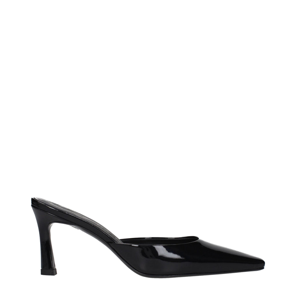 Black Leather Flat Sandals