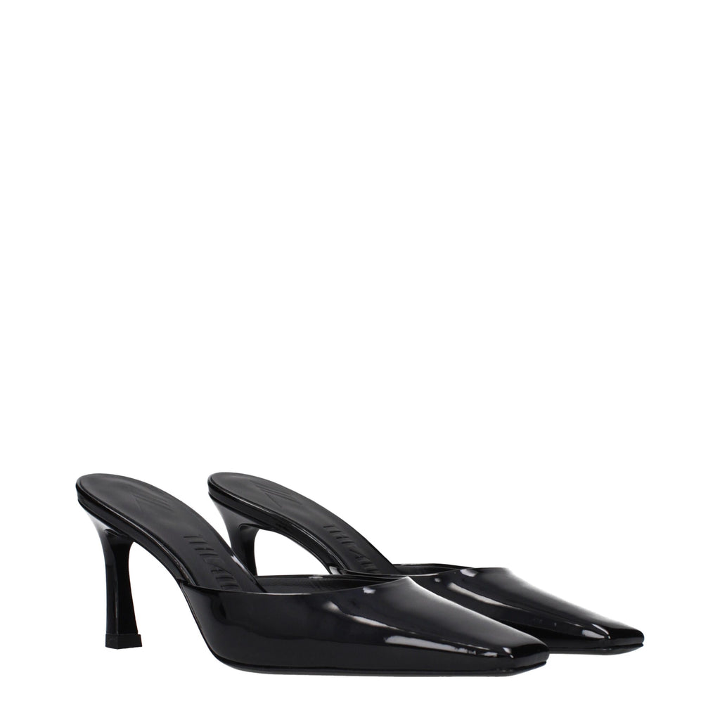 Black Leather Flat Sandals