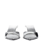 Gray Leather Flat Sandals