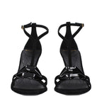 Black Leather Stiletto Heel Sandals
