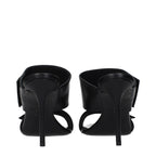 Black Leather Stiletto Heel Sandals