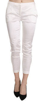 White Low Waist Cropped Skinny Trouser Pants