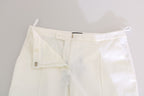 White Low Waist Cropped Skinny Trouser Pants