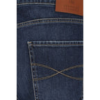 Blue Cotton Straight-Leg Jeans