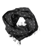Black Silk Dotted Men Neck Wrap Shawl Scarf