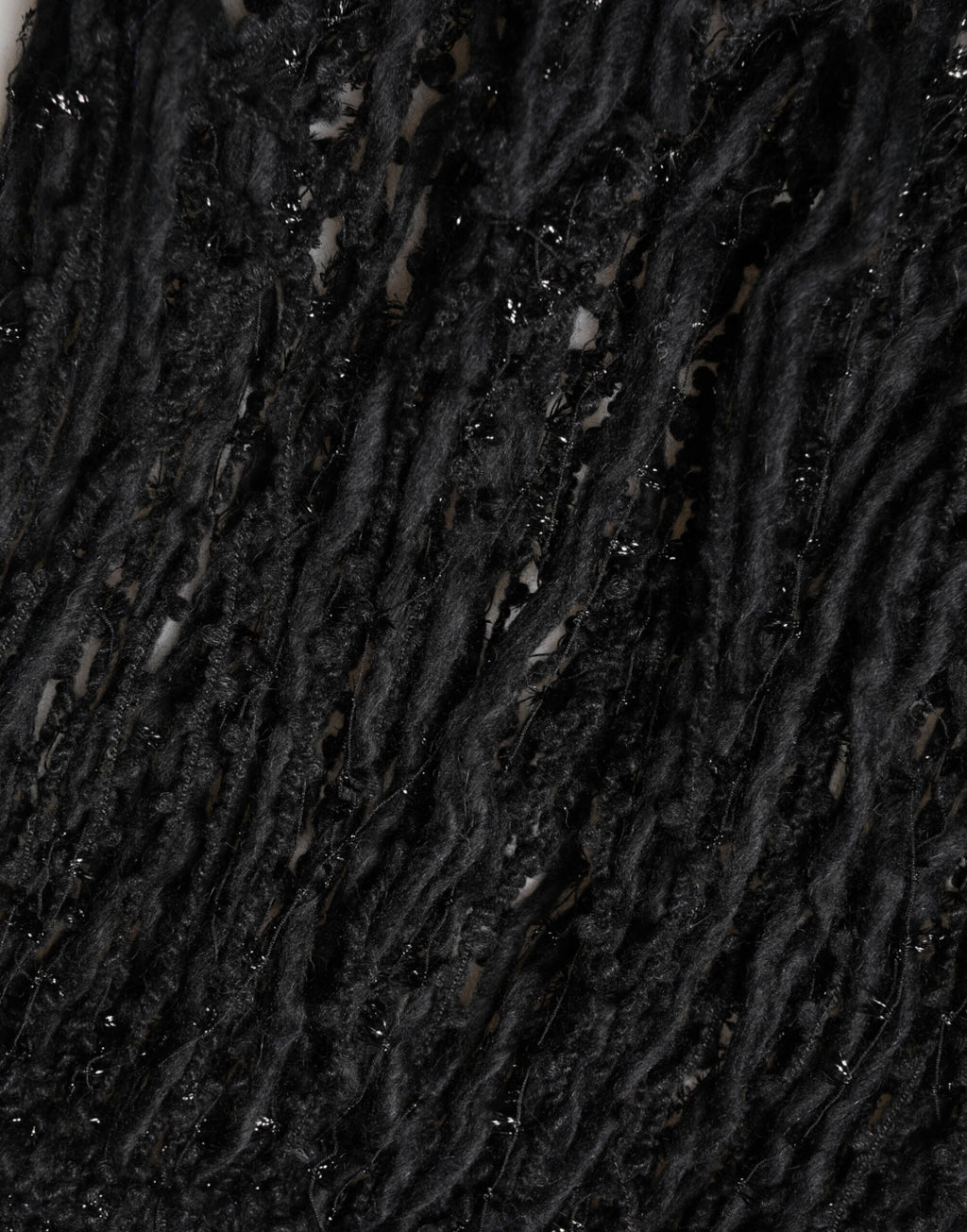 Black Cashmere Knit Shawl Fringes Scarf