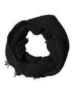 Black Cashmere Knit Shawl Fringes Scarf