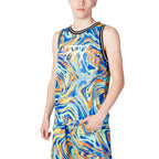 Blue Polyester Tank Tops