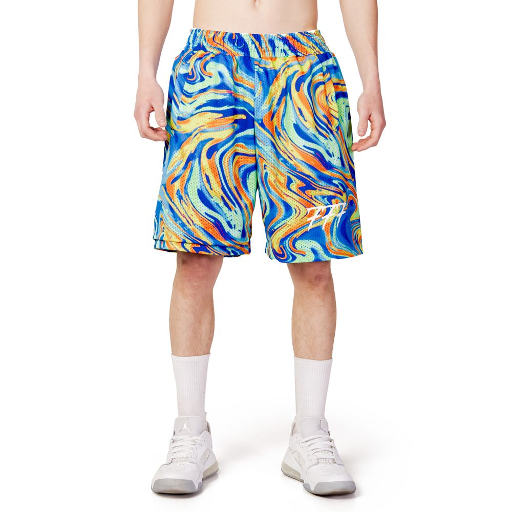 Blue Polyester Bermuda Shorts