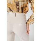 Beige Elastane Casual Pants