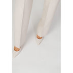 Beige Elastane Casual Pants
