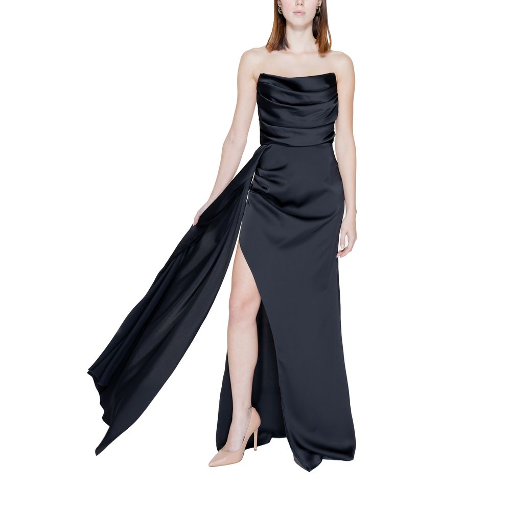 Black Polyester Long Dress