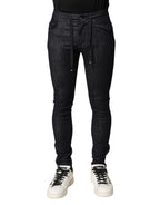 Black Cotton Stretch Skinny Denim Men Jeans