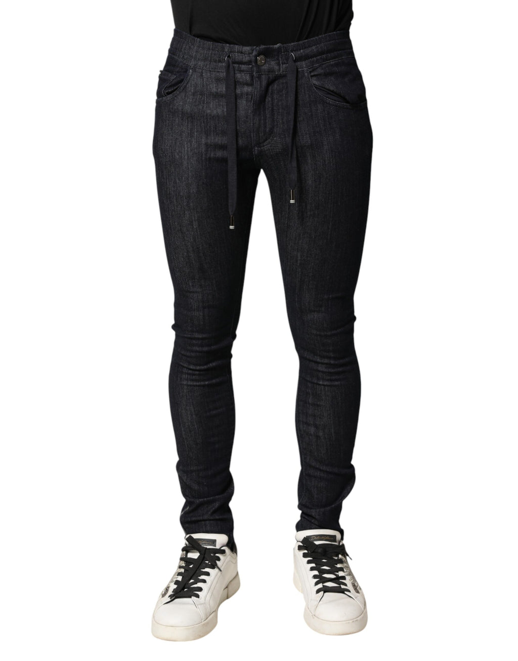 Black Cotton Stretch Skinny Denim Men Jeans