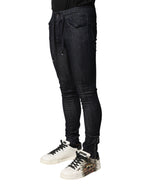 Black Cotton Stretch Skinny Denim Men Jeans