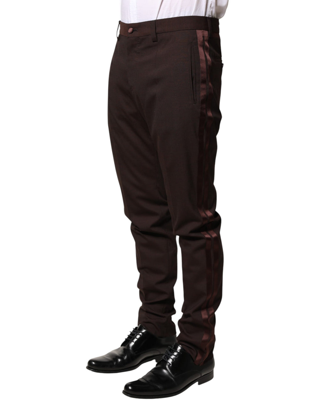 Brown Polyester Men Dress Trousers Pants