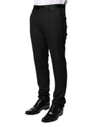 Black Wool Mid Waist Men Dress Trousers Pants