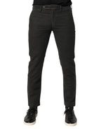 Dark Gray Cotton Mid Waist Skinny Men Denim Jeans
