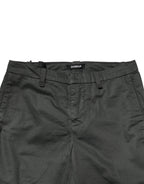 Dark Gray Cotton Mid Waist Skinny Men Chino Trouser Pants