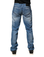 Blue Washed Cotton Skinny Fit Men Denim Trouser Jeans