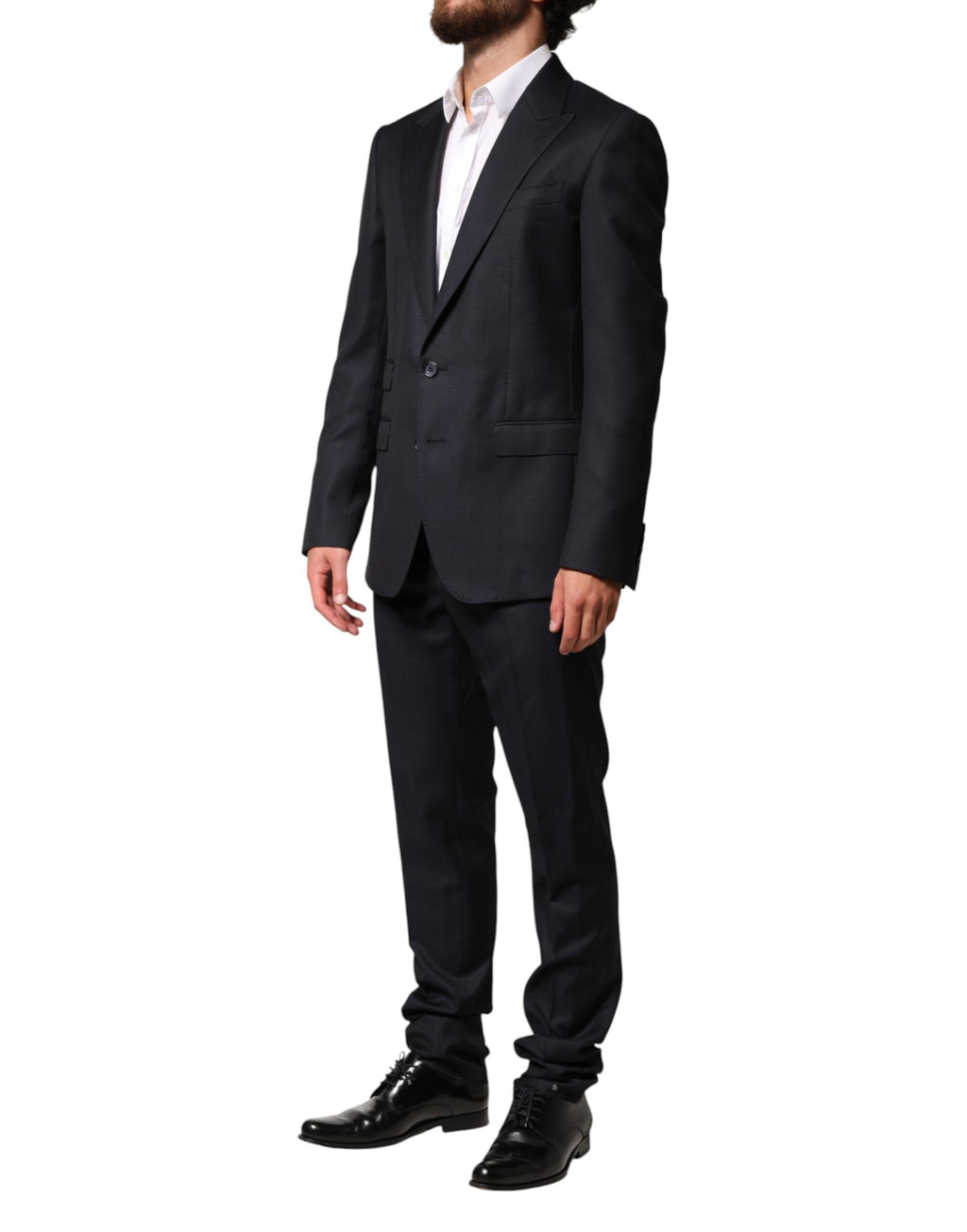 Black Wool Single Breasted Men 2 Piece Suit