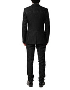 Black Brocade Single Breasted 2 Piece Suit