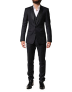 Black Wool Single Breasted 3 Piece Men Suit