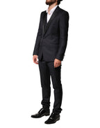 Blue Wool Single Breasted 3 Piece Men Suit