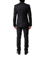 Blue Wool Single Breasted 3 Piece Men Suit