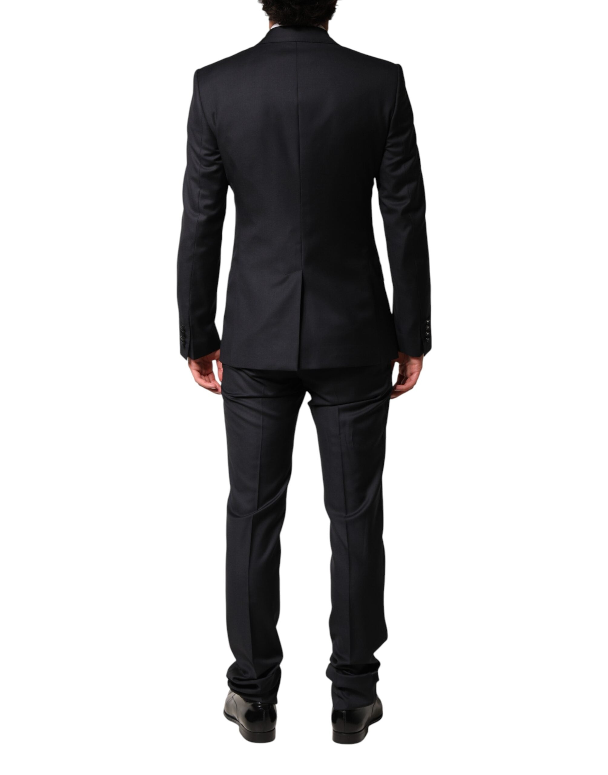 Blue Wool Single Breasted 3 Piece Men Suit