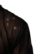 Black Sheer Long Sleeves Turtleneck Top