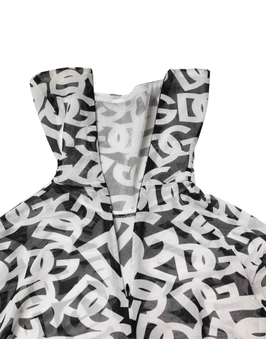 White DG Logo Long Sleeves Turtleneck Top