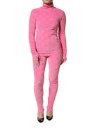 Pink Logo Monogram Long Sleeve Jumpsuit  Dress