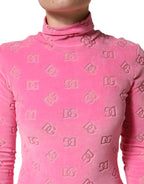 Pink Logo Monogram Long Sleeve Jumpsuit  Dress