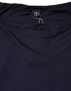 Blue Viscose Embellished Off Shoulder Mini Dress