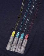 Blue Viscose Embellished Off Shoulder Mini Dress