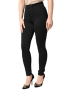 Black Nylon Stretch Skinny High Waist Pants