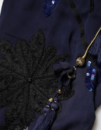 Blue Sequined Tapered Trouser Pants