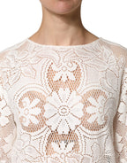 White Embroidery Lace Cotton Blouse Top