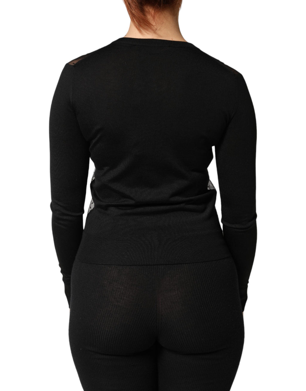 Black Sheer Button Down Cardigan Sweater