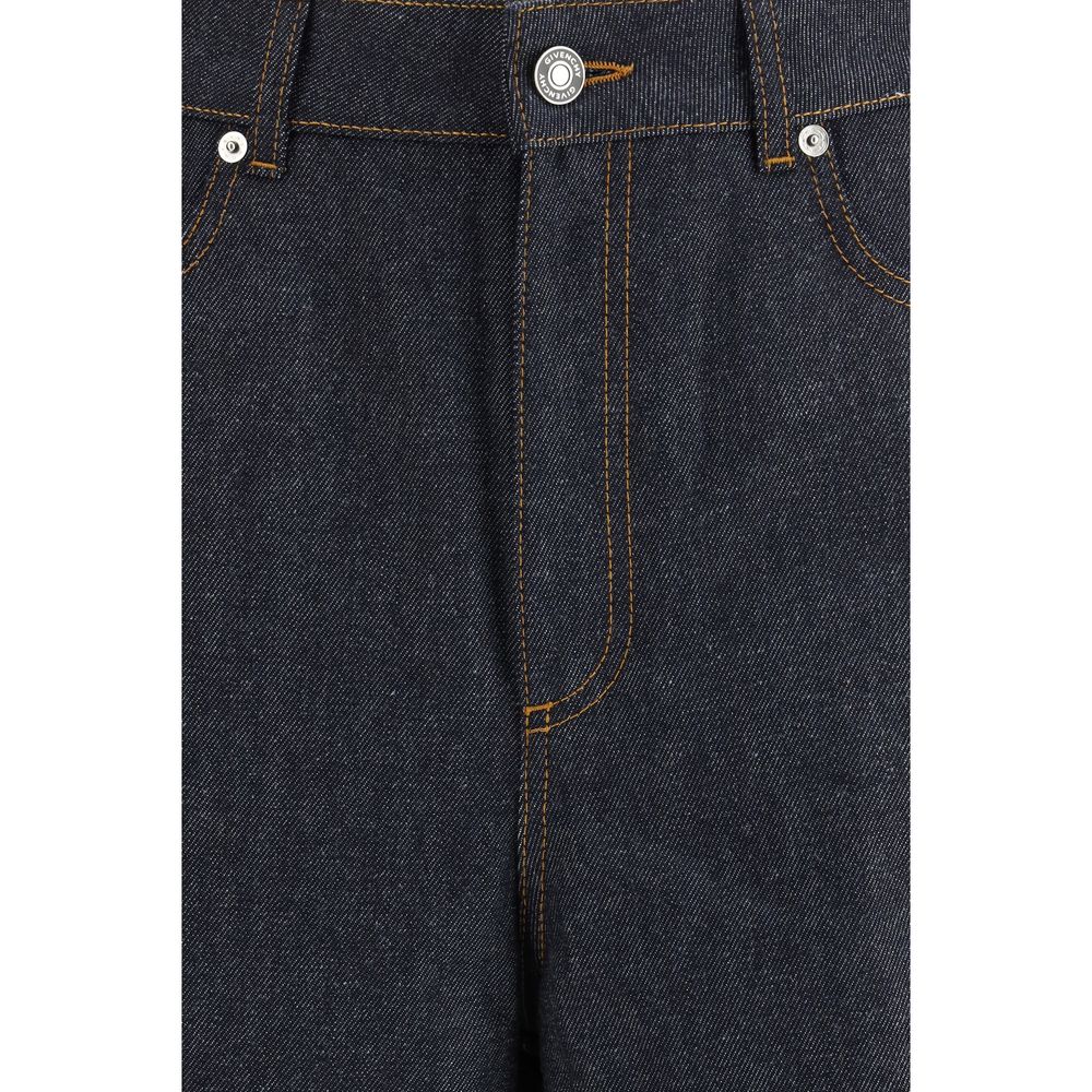 Blue Cotton Casual Pants