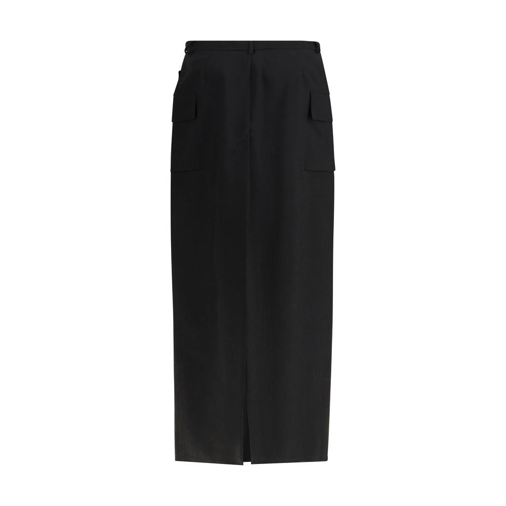 Black Fleece Wool Midi Skirt