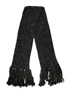 Black Wool Fringes Neck Wrap Foulard Scarf
