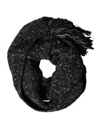 Black Wool Fringes Neck Wrap Foulard Scarf