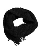 Black Wool Fringes Neck Wrap Foulard Scarf