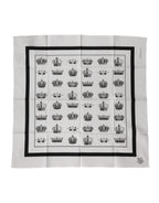 White Crown Cotton Square Foulard Scarf
