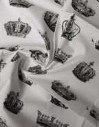 White Crown Cotton Square Foulard Scarf