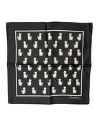 Black Dog Print Square Handkerchief Scarf